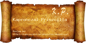 Kapronczai Priszcilla névjegykártya